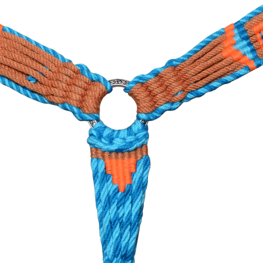 HILASON Western Wool Headstall & Breast Collar Tack Set Turquoise Brown | Leather for Horses