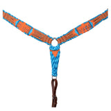 HILASON Cactus Western Wool Headstall & Breast Collar Tack Set Turquoise & Brown | Leather Headstall | Leather Breast Collar | Tack Set for Horses