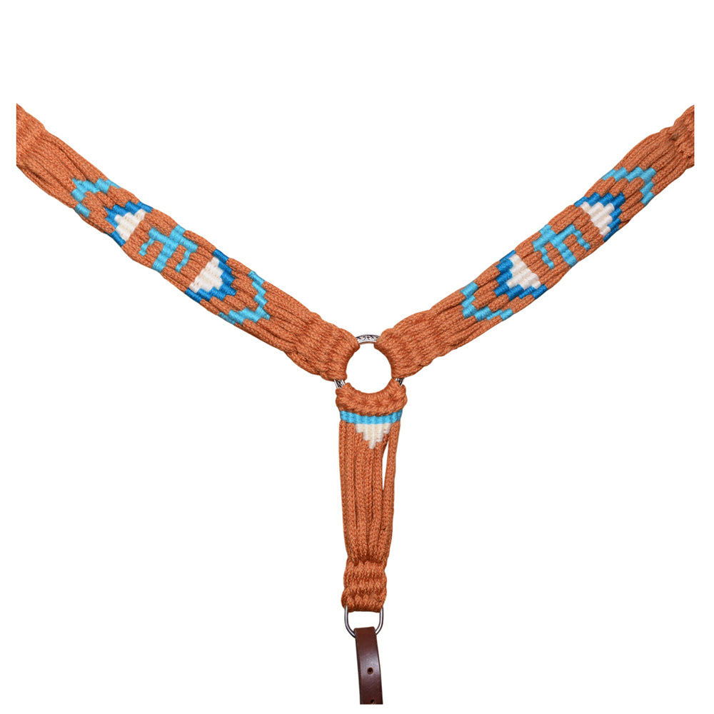 HILASON Cactus Western Wool Breast Collar Headstall Set Tack Set Blue & Brown