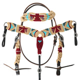 HILASON Western Wool Breast Collar Headstall Set Tack Set Tan