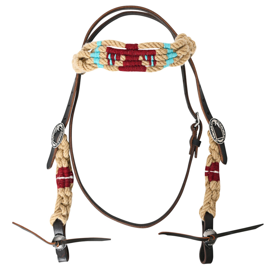HILASON Western Wool Headstall with Leather Tugs Tack Maroon - Uhorse