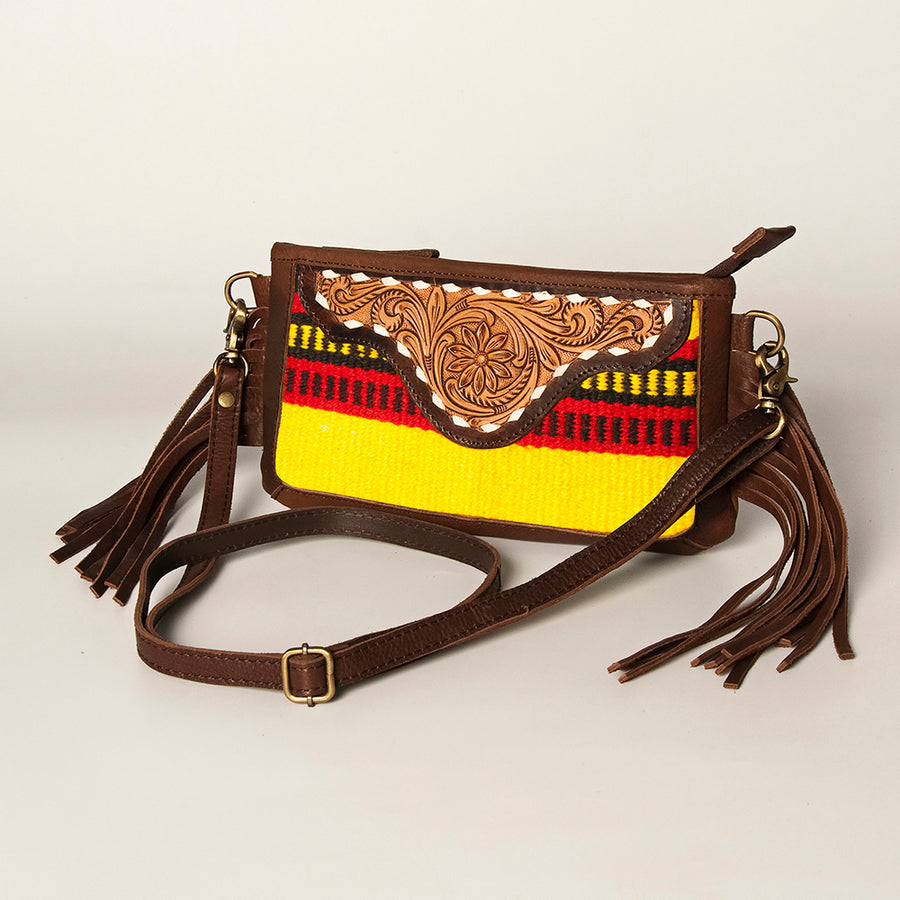 American Darling Hand Tooled Leather Saddle Blanket Small Cross body Bag - Uhorse