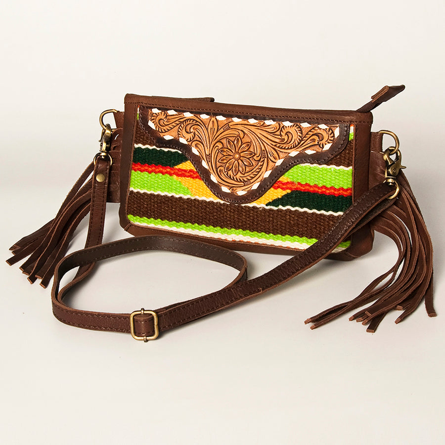American Darling Hand Tooled Leather Saddle Blanket Small Cross body Bag - Uhorse