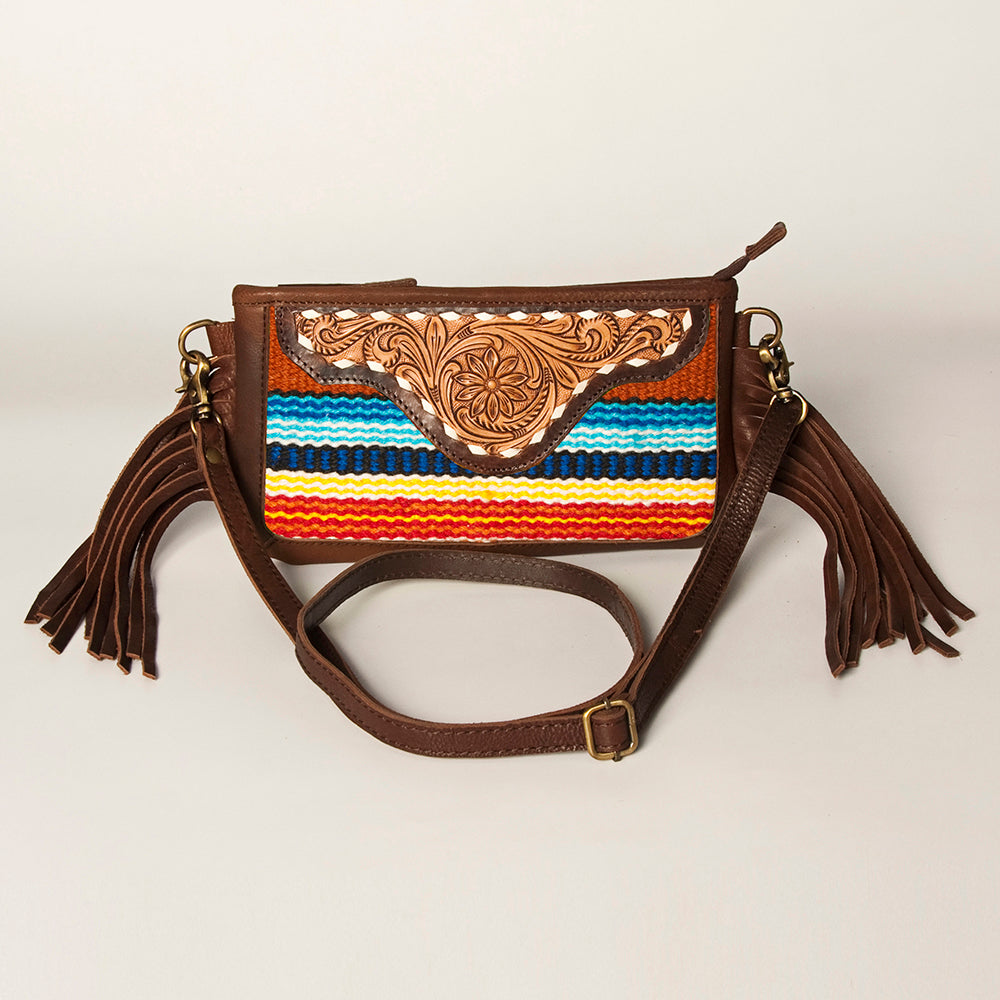 American Darling Small Crossbody Hand Tooled Saddle Blanket Genuine Leather Western Women Bag Handbag Purse | for Cute