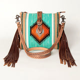 American Darling Cross Body Saddle Blanket Fabric Genuine Leather Western Women Bag | Black Handbag Purse Crossbody for Cute