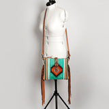 American Darling Cross Body Saddle Blanket Fabric Genuine Leather Western Women Bag | Black Handbag Purse Crossbody for Cute