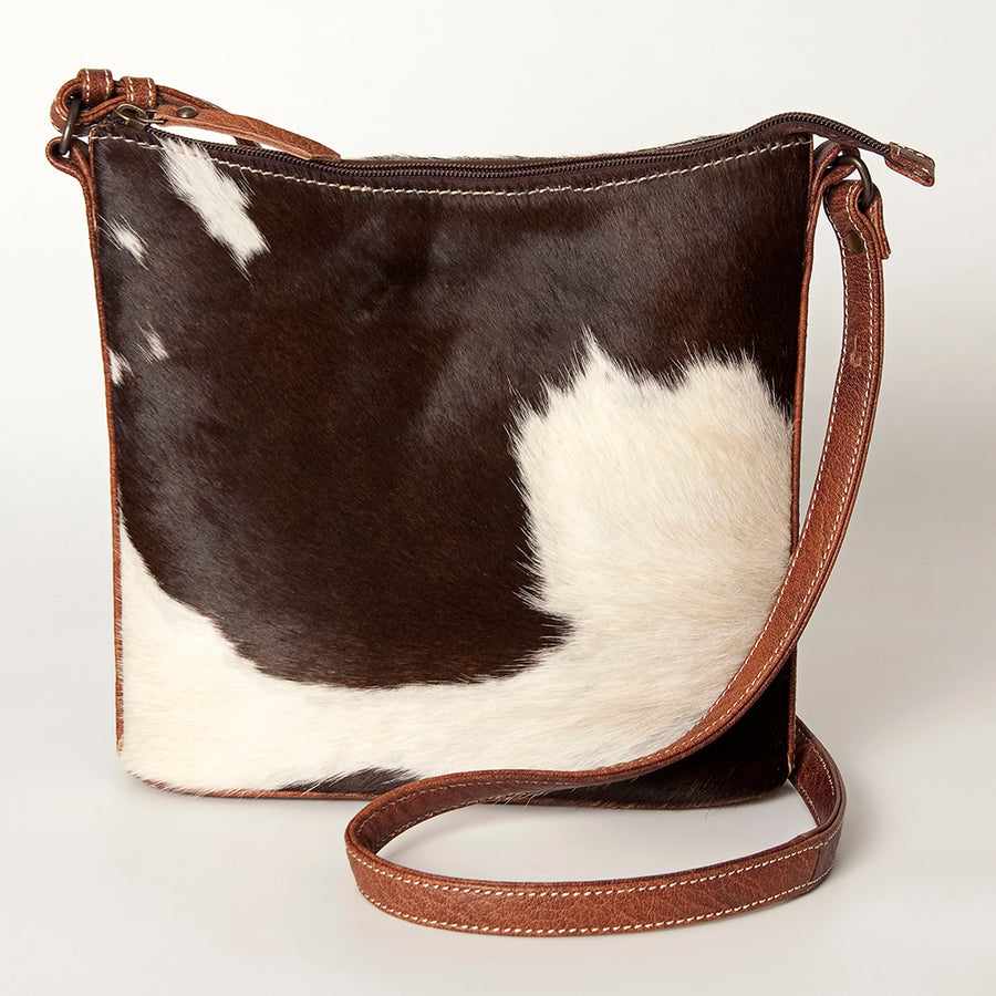 American Darling Large Cross body Bag, Hair-On Cowhide and Genuine Vegetable-Tanned Leather, Western Handcrafted Purse for Women