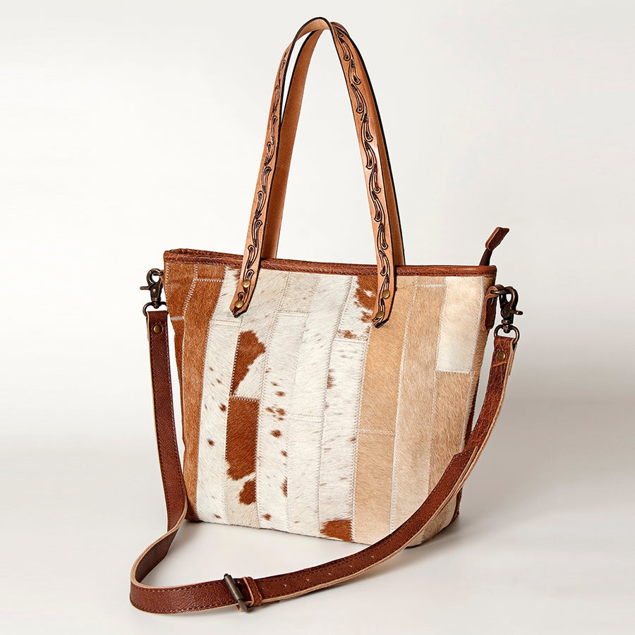 American Darling Tote Bag Hair-On Cowhide Genuine Vegetable Tanned Leather Handbag Spacious Travel Tote with YKK Zipper