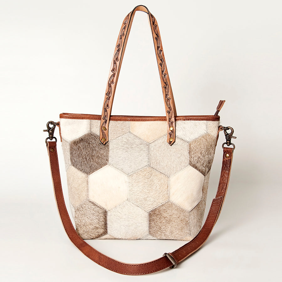 American Darling Tote Bag Hair-On Cowhide Genuine Vegetable Tanned Leather Handbag Spacious Travel Tote with YKK Zipper