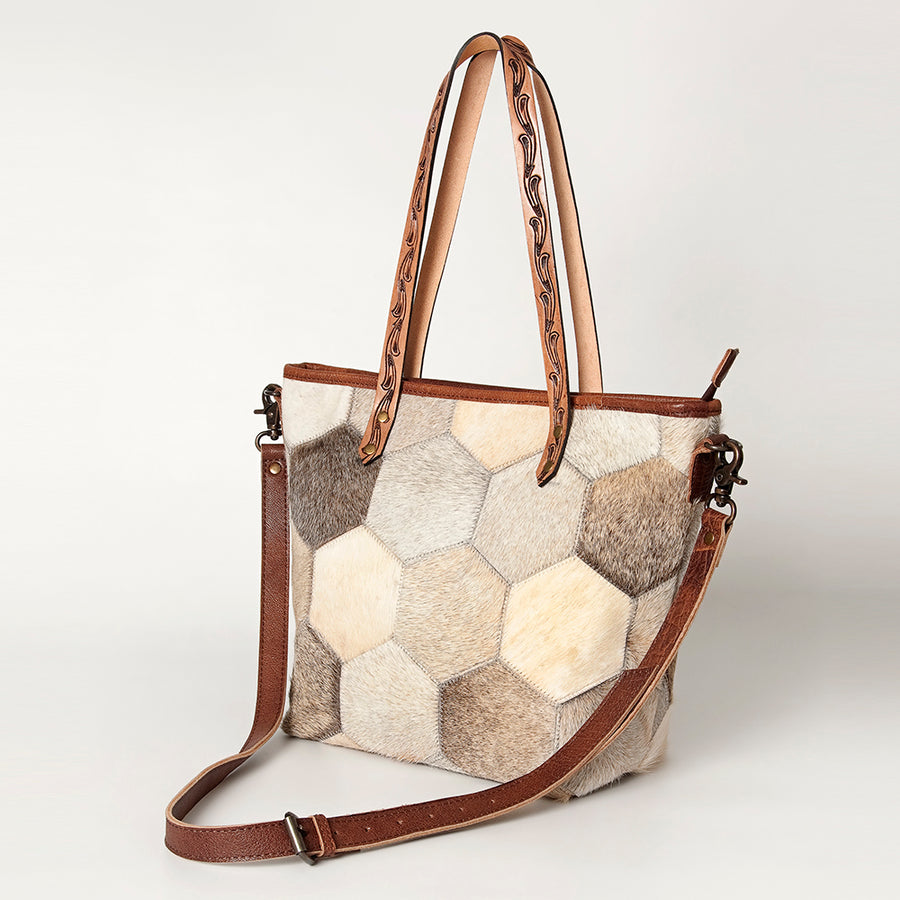 American Darling Handcrafted Hair-On Cowhide Western Leather Tote Bag - Uhorse