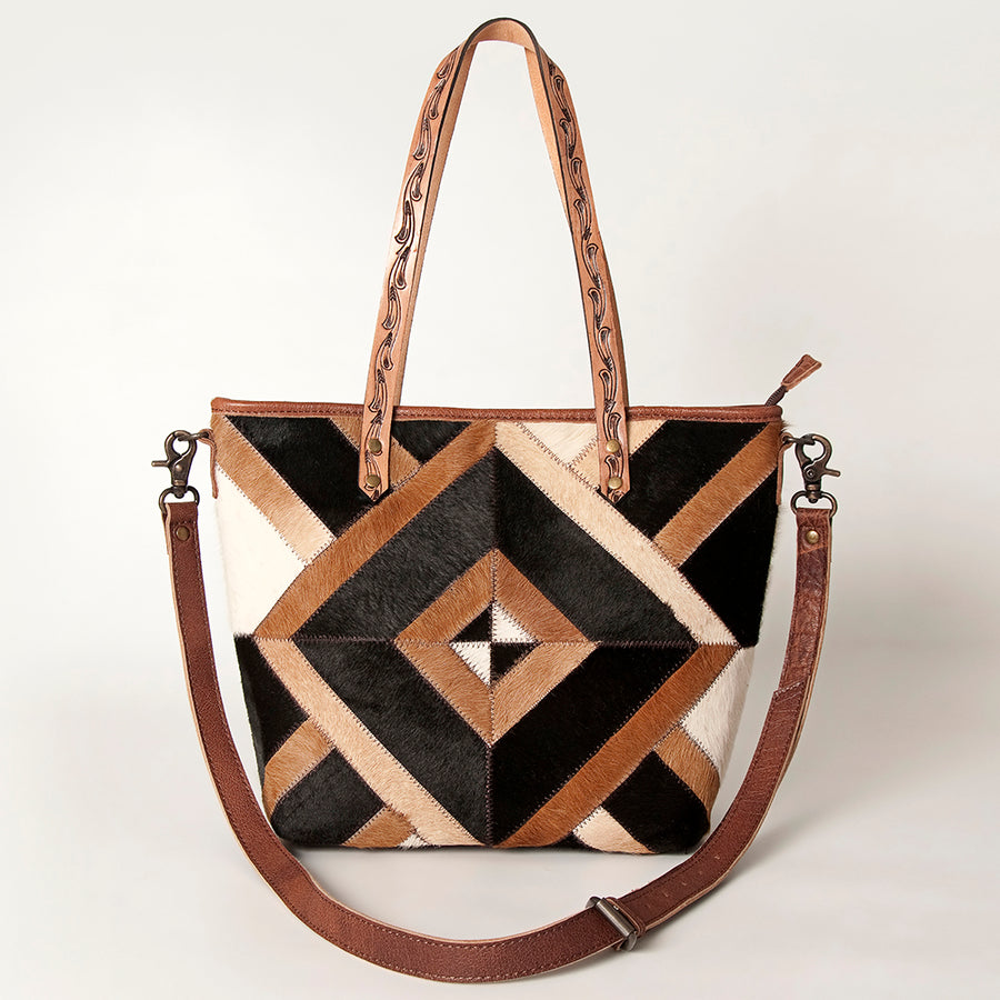American Darling Tote Bag Hair-On Cowhide Genuine Vegetable Tanned Leather Handbag Spacious Travel Tote with YKK Zipper