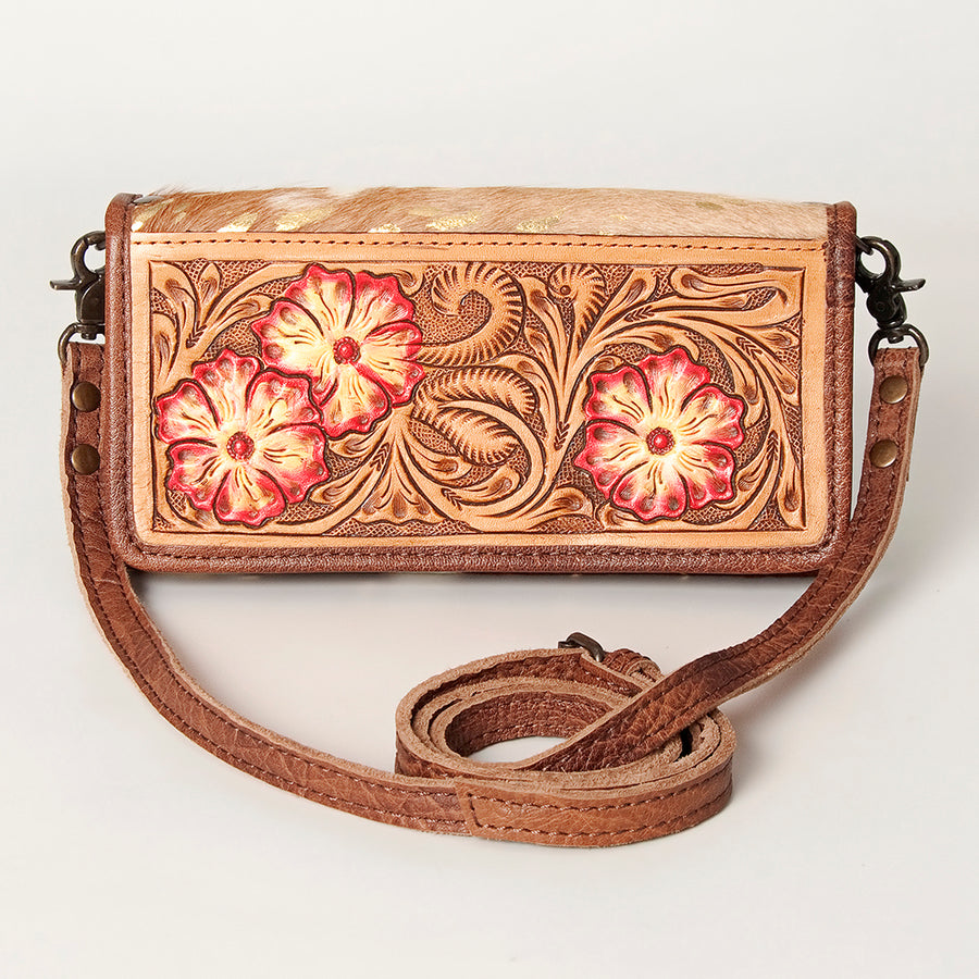 American Darling Western Wallet Bag Hair-On Cowhide Genuine Vegetable Tanned Leather Travel Clutch with YKK Zipper