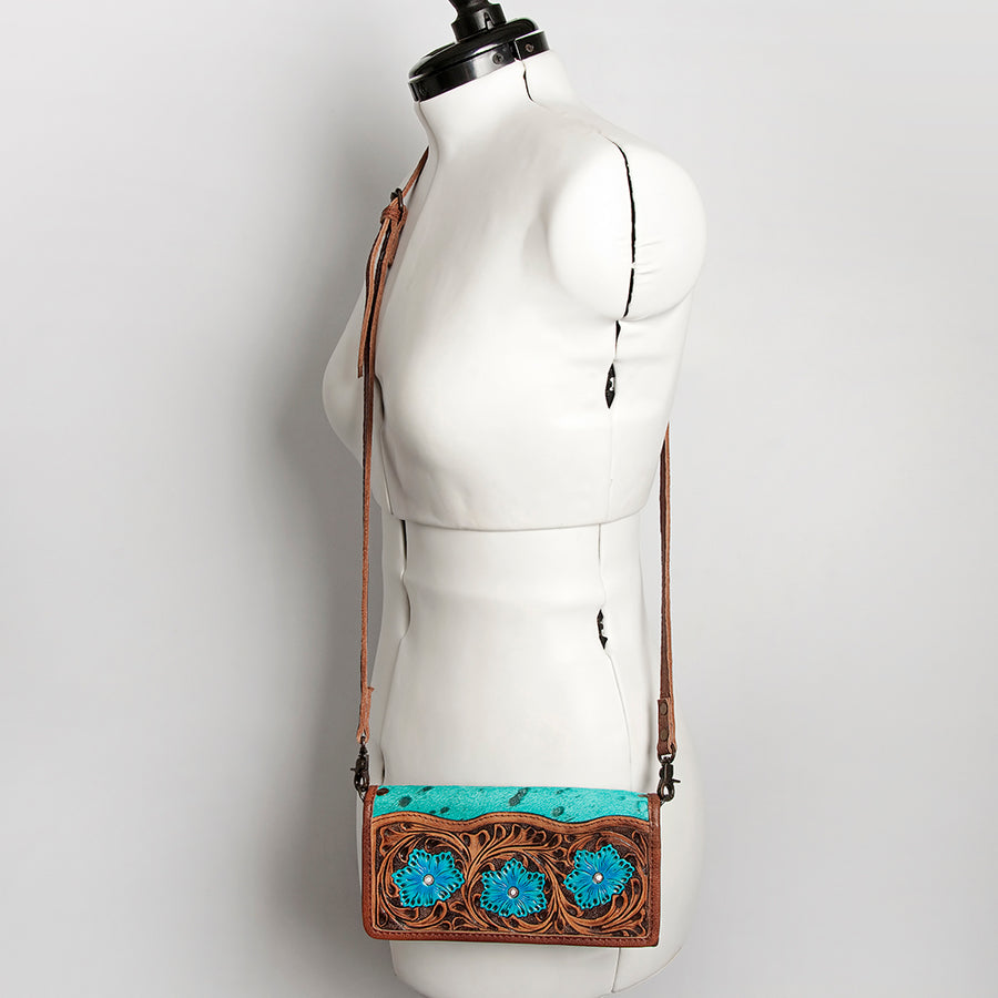 American Darling Western Wallet Bag Hair-On Cowhide Genuine Vegetable Tanned Leather Travel Clutch with YKK Zipper
