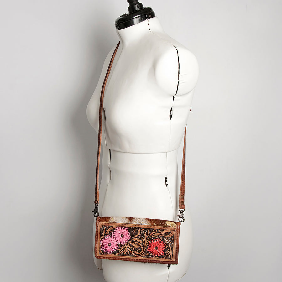 American Darling Western Wallet Bag Hair-On Cowhide Genuine Vegetable Tanned Leather Travel Clutch with YKK Zipper