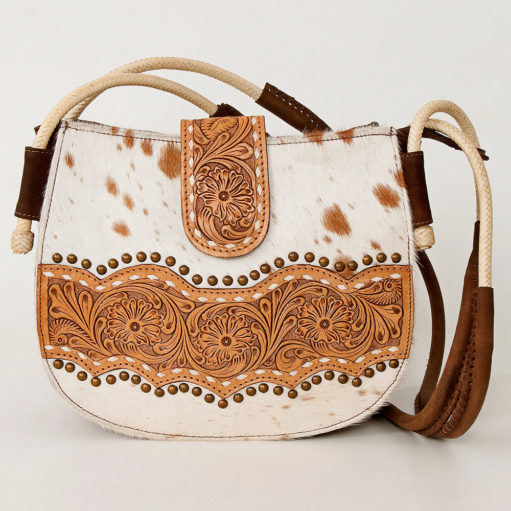 American Darling Messenger Hand Tooled Hair On Genuine Leather Western Women Bag Handbag Purse | Cute