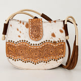 American Darling Messenger Hand Tooled Hair On Genuine Leather Western Women Bag Handbag Purse | Cute