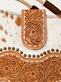American Darling Messenger Hand Tooled Hair On Genuine Leather Western Women Bag Handbag Purse | Cute