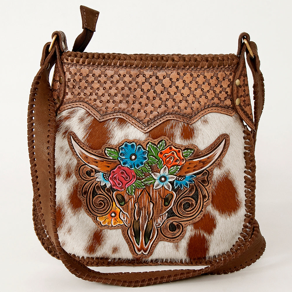 American Darling Large Cross Body Hand Tooled Hair on Genuine Leather Western Women Bag Handbag Purse | Crossbody for Cute
