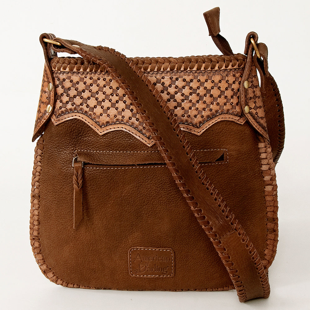 American Darling Large Cross Body Hand Tooled Hair on Genuine Leather Western Women Bag Handbag Purse | Crossbody for Cute