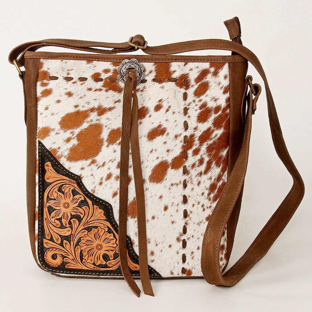 American Darling Cross Body Hand Tooled Hair on-Genuine Leather Western Women Bag Handbag Purse | Crossbody for Cute