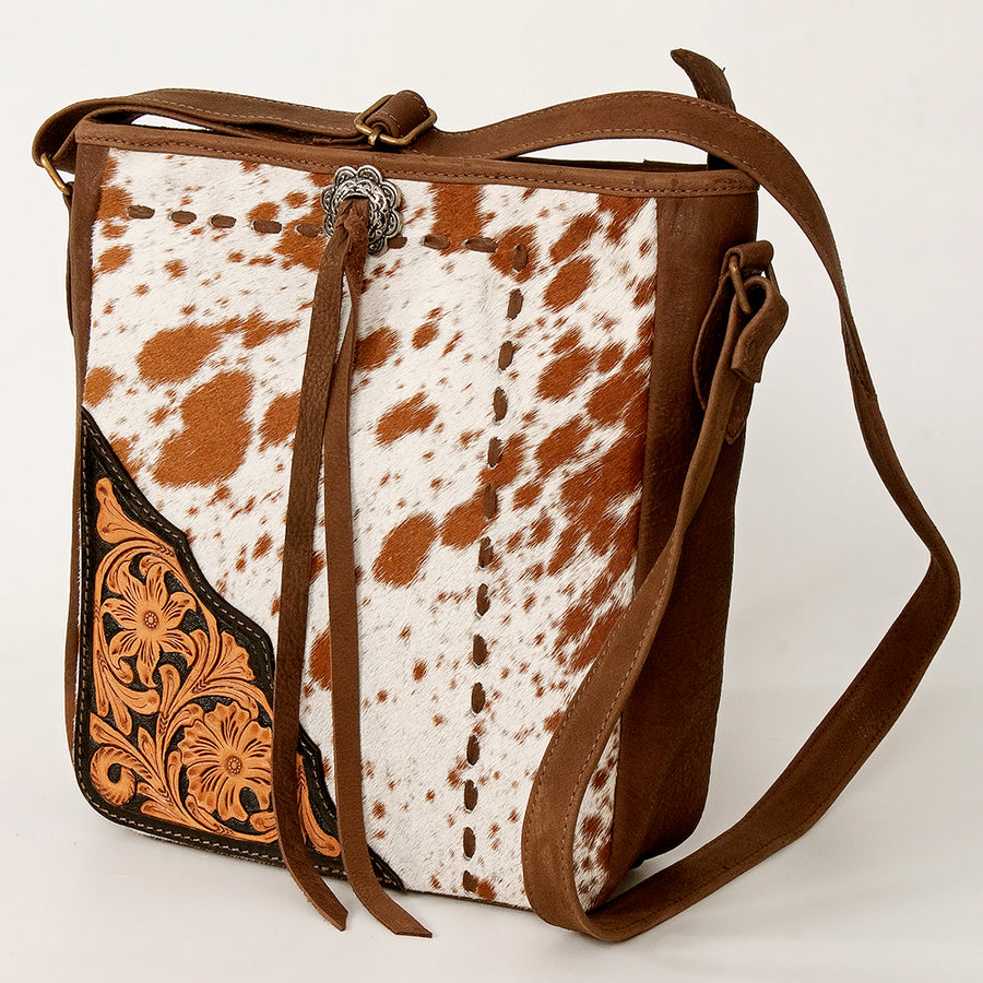 American Darling Cross Body Hand Tooled Hair on-Genuine Leather Western Women Bag Handbag Purse | Crossbody for Cute - Uhorse