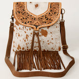 American Darling Messenger Hand Tooled Hair On Genuine Leather Western Women Bag Handbag Purse | Cute