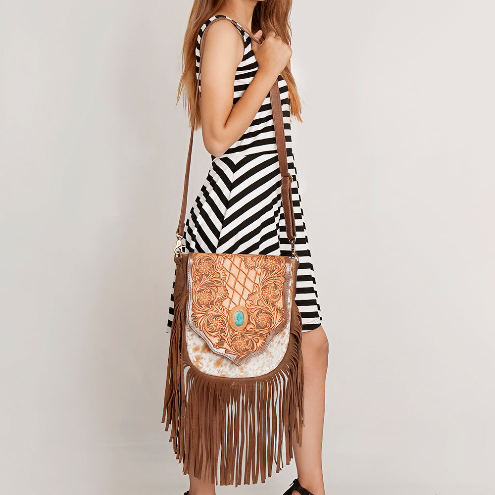 American Darling Large Crossbody Hand Tooled Genuine Leather Western Women Bag Handbag Purse | for Cute