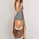 American Darling Large Crossbody Hand Tooled Genuine Leather Western Women Bag Handbag Purse | for Cute