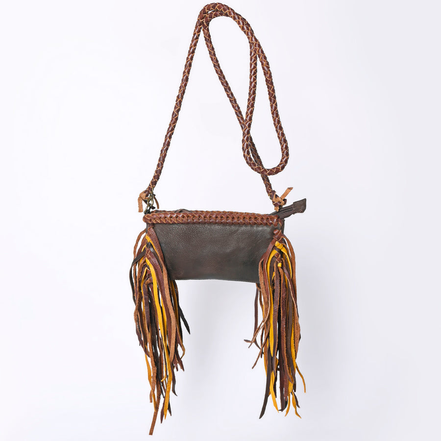 American Darling Small Cross body Bag Western Hair-On Cowhide Genuine Leather Handcrafted Purse with Fringes and Turquoise