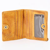 Never Mind Card-Holder Vintage Handmade Genuine Cowhide Leather Women Bag Western Handbag Purse