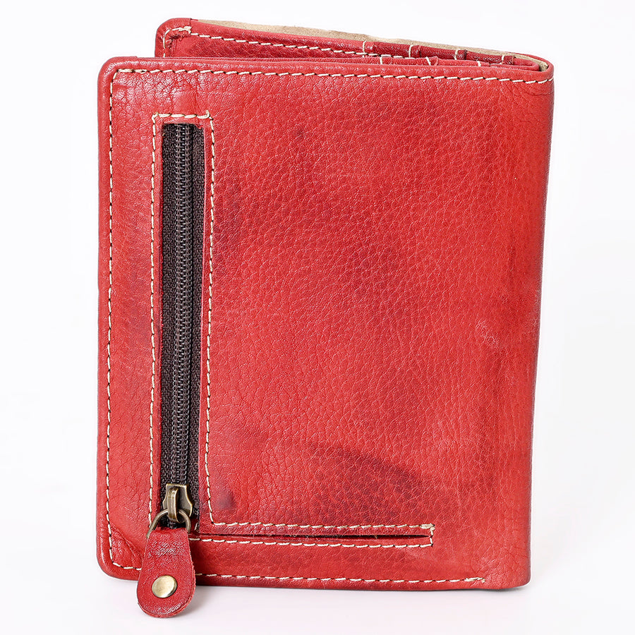 Never Mind Card-Holder Vintage Handmade Genuine Cowhide Leather Women Bag Western Handbag Purse