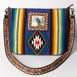 American Darling Messenger Saddle Blanket Fabric Genuine Leather Western Women Bag Handbag Purse | Cute