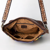 American Darling Messenger Saddle Blanket Fabric Genuine Leather Western Women Bag Handbag Purse | Cute