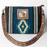 American Darling Messenger Saddle Blanket Fabric Genuine Leather Western Women Bag Handbag Purse | Cute