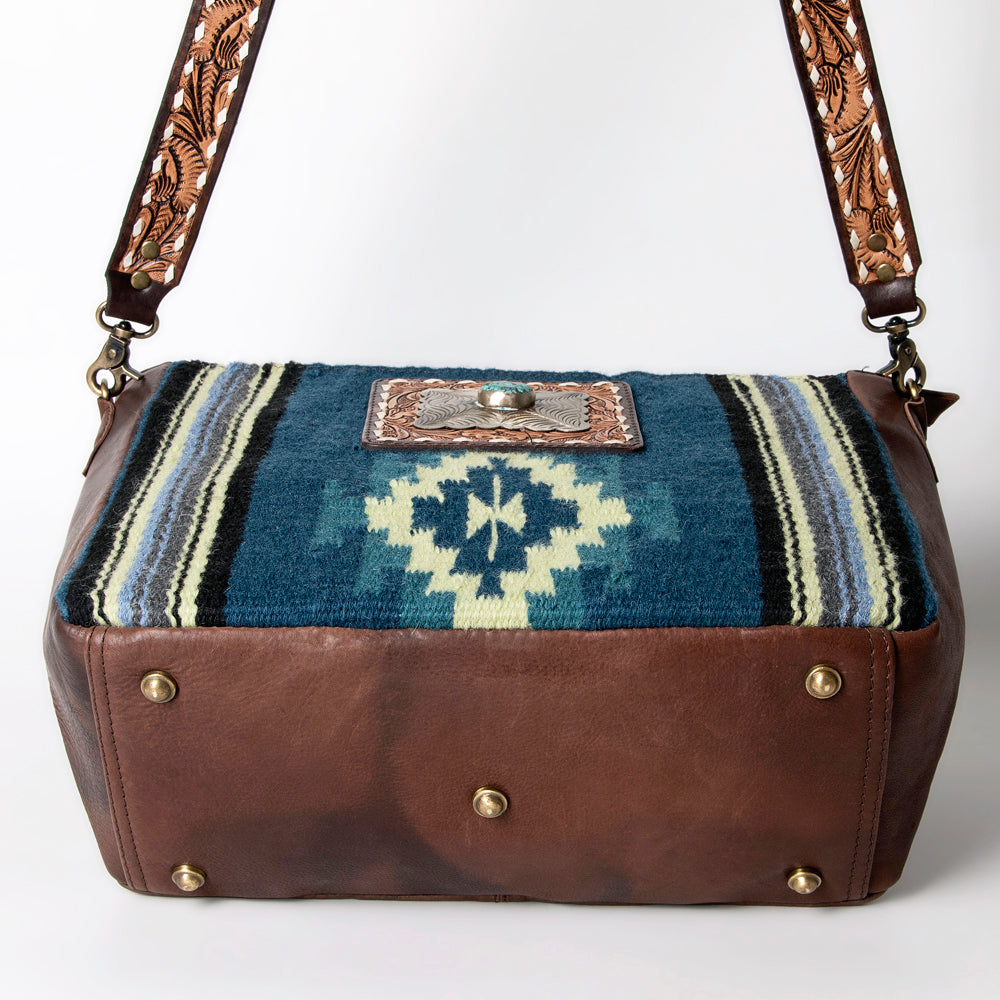 American Darling Messenger Saddle Blanket Fabric Genuine Leather Western Women Bag Handbag Purse | Cute