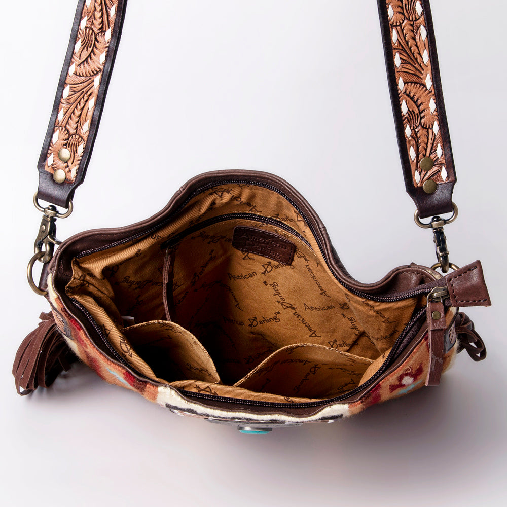 American Darling Large Crossbody Saddle Blanket Fabric Genuine Leather Western Women Bag Handbag Purse | Cute