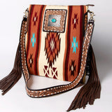 American Darling Large Crossbody Saddle Blanket Fabric Genuine Leather Western Women Bag Handbag Purse | Cute