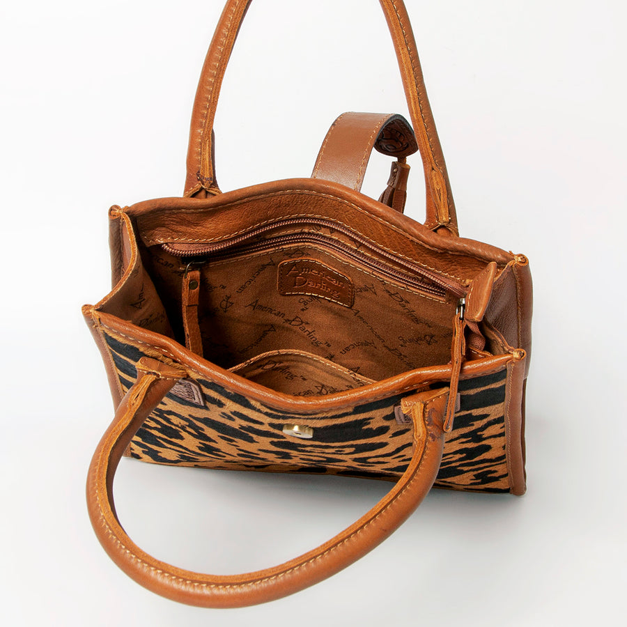 American Darling Tote Bag Hair-On Cowhide Vegetable-Tanned Genuine Leather Floral Carved Hand Tooled Tassels