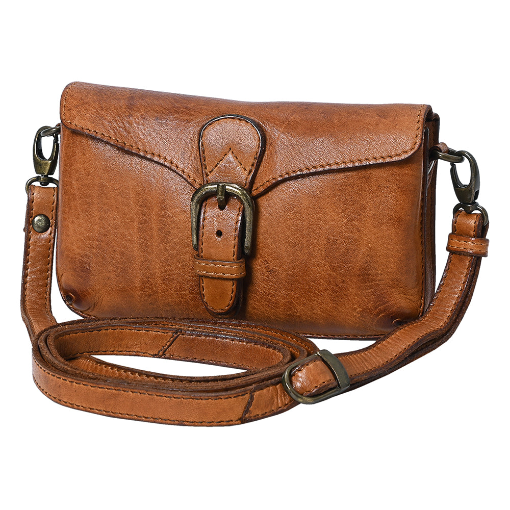 Spaghetti Western Swc201Tan Cross Body I Vintage Handmade Drum Dyed Genuine European Cowhide Leather Women Bag Western Handbag Purse