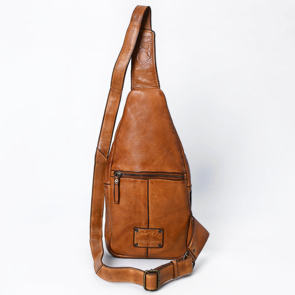 Spaghetti Western Swc202Tan Sling Vintage Handmade Drum Dyed Genuine European Cowhide Leather Women Bag Western Handbag Purse