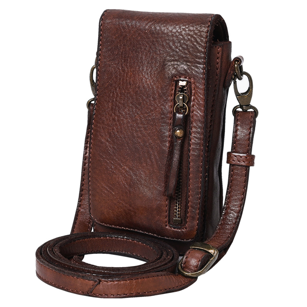 Spaghetti Western Swc204Brn Sling Vintage Handmade Drum Dyed Genuine European Cowhide Leather Women Bag Western Handbag Purse