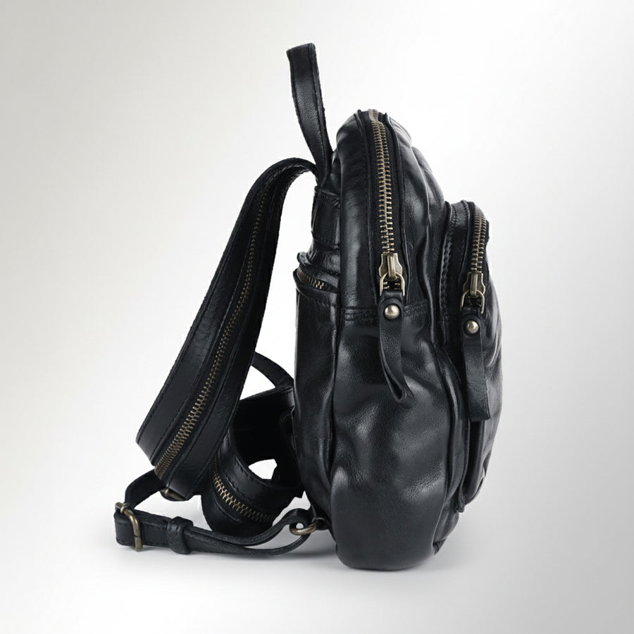 Spaghetti Western Swc206Blk Backpack Vintage Handmade Drum Dyed Genuine European Cowhide Leather Women Bag Western Handbag Purse