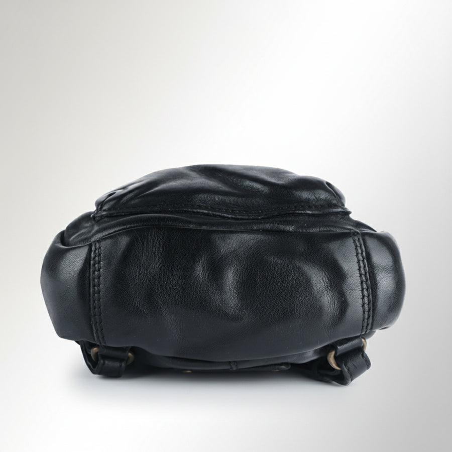 Spaghetti Western Swc206Blk Backpack Vintage Handmade Drum Dyed Genuine European Cowhide Leather Women Bag Western Handbag Purse