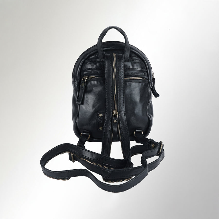 Spaghetti Western Swc206Blk Backpack Vintage Handmade Drum Dyed Genuine European Cowhide Leather Women Bag Western Handbag Purse