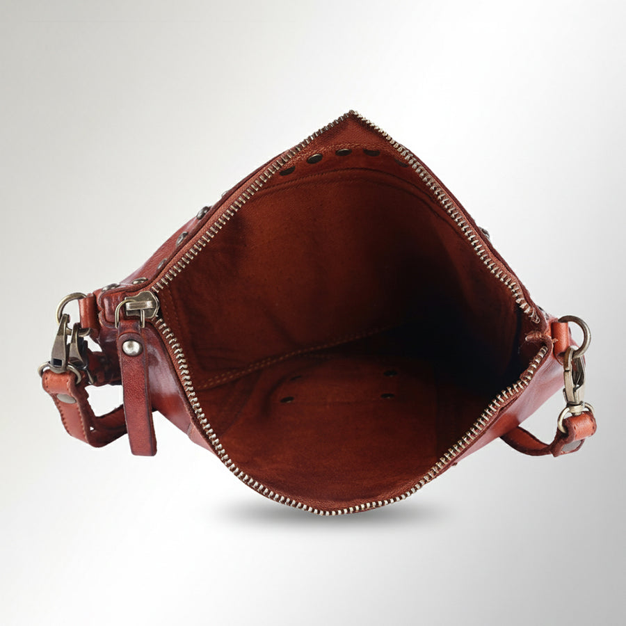 Spaghetti Western Swc207Cg Cross Body I Vintage Handmade Drum Dyed Genuine European Cowhide Leather Women Bag Western Handbag Purse