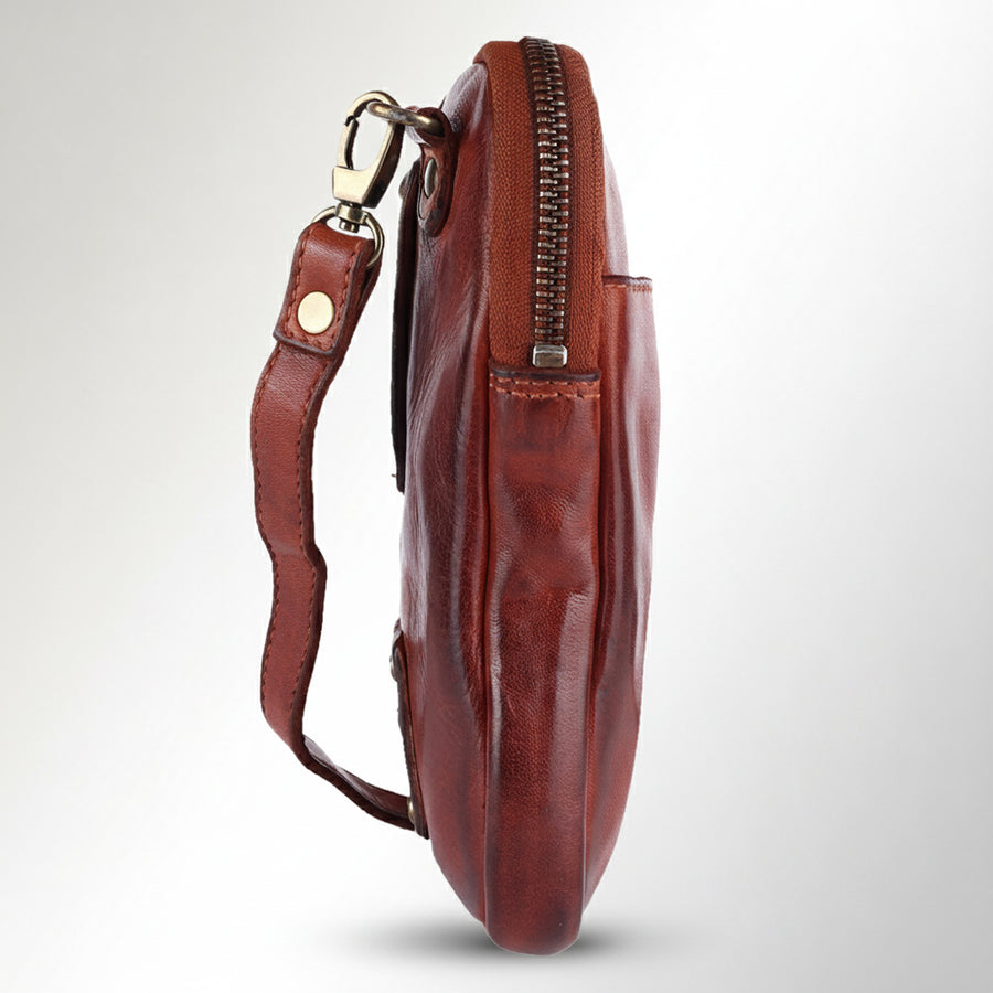 Spaghetti Western Swc208Cg Sling Vintage Handmade Drum Dyed Genuine European Cowhide Leather Women Bag Western Handbag Purse