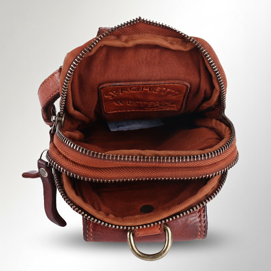 Spaghetti Western Swc209Cg Sling Vintage Handmade Drum Dyed Genuine European Cowhide Leather Women Bag Western Handbag Purse