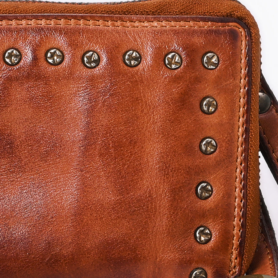 Spaghetti Western Swc212Cg Wallet Vintage Handmade Drum Dyed Genuine European Cowhide Leather Women Bag Western Handbag Purse