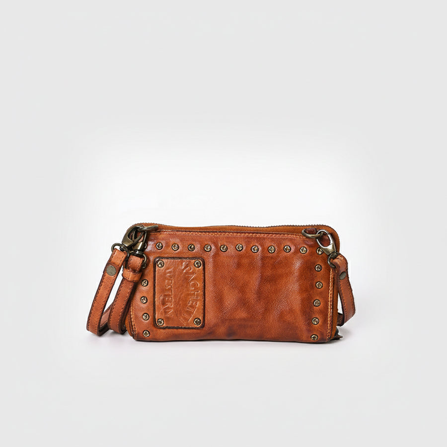 Spaghetti Western Swc212Cg Wallet Vintage Handmade Drum Dyed Genuine European Cowhide Leather Women Bag Western Handbag Purse