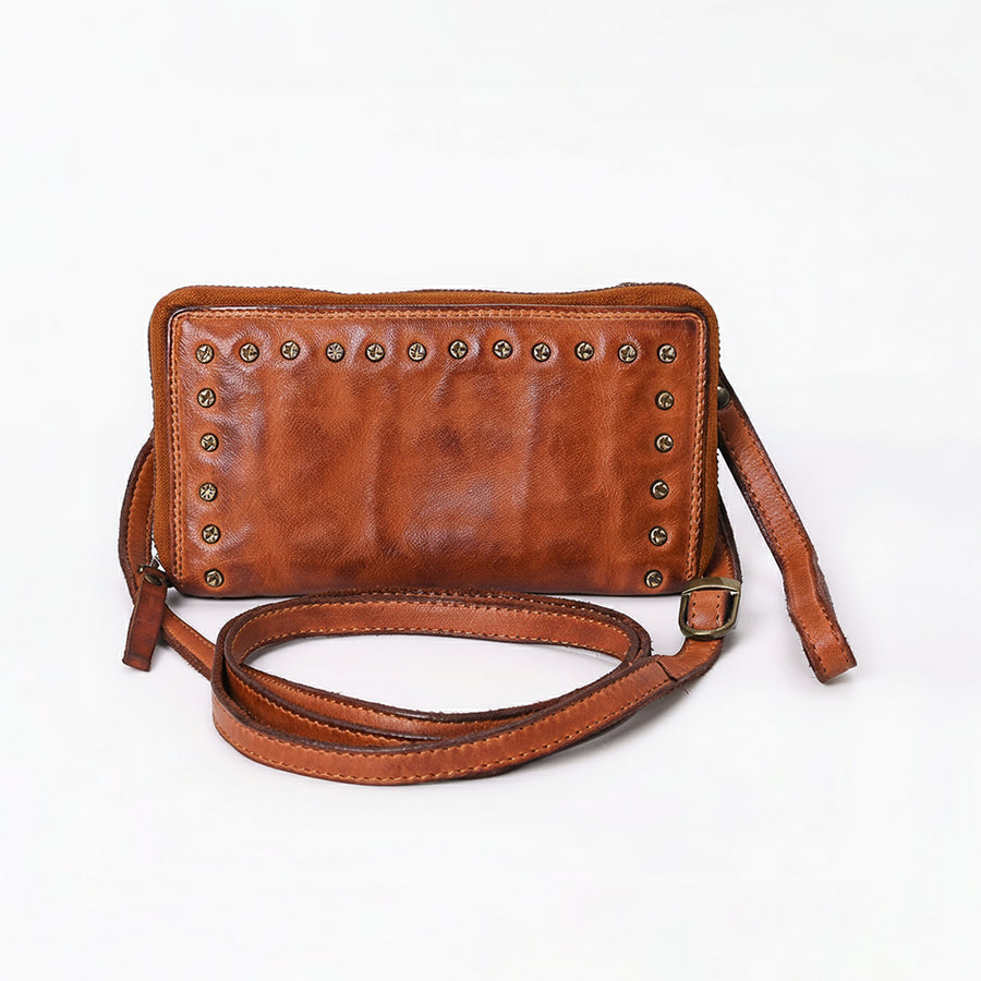Spaghetti Western Swc212Cg Wallet Vintage Handmade Drum Dyed Genuine European Cowhide Leather Women Bag Western Handbag Purse